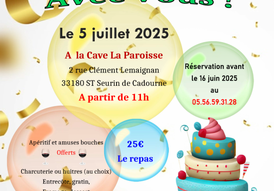 Soirée anniversaire Cave la Paroisse