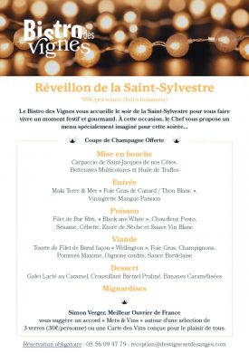 Réveillon de la Saint-Sylvestre au Bistro des Vignes