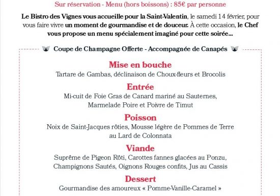 Saint-Valentin : Hôtel restaurant des Vignes et des Anges