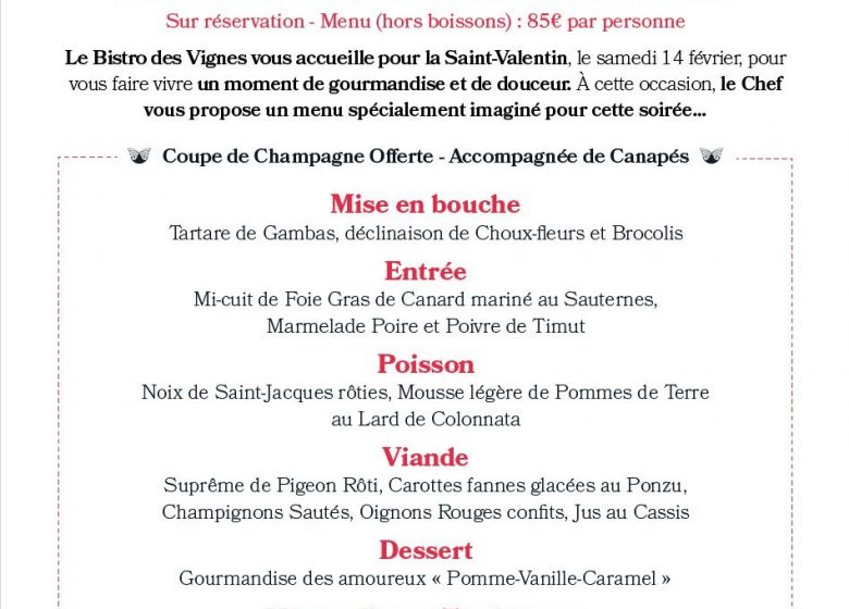 Saint-Valentin : Hôtel restaurant des Vignes et des Anges